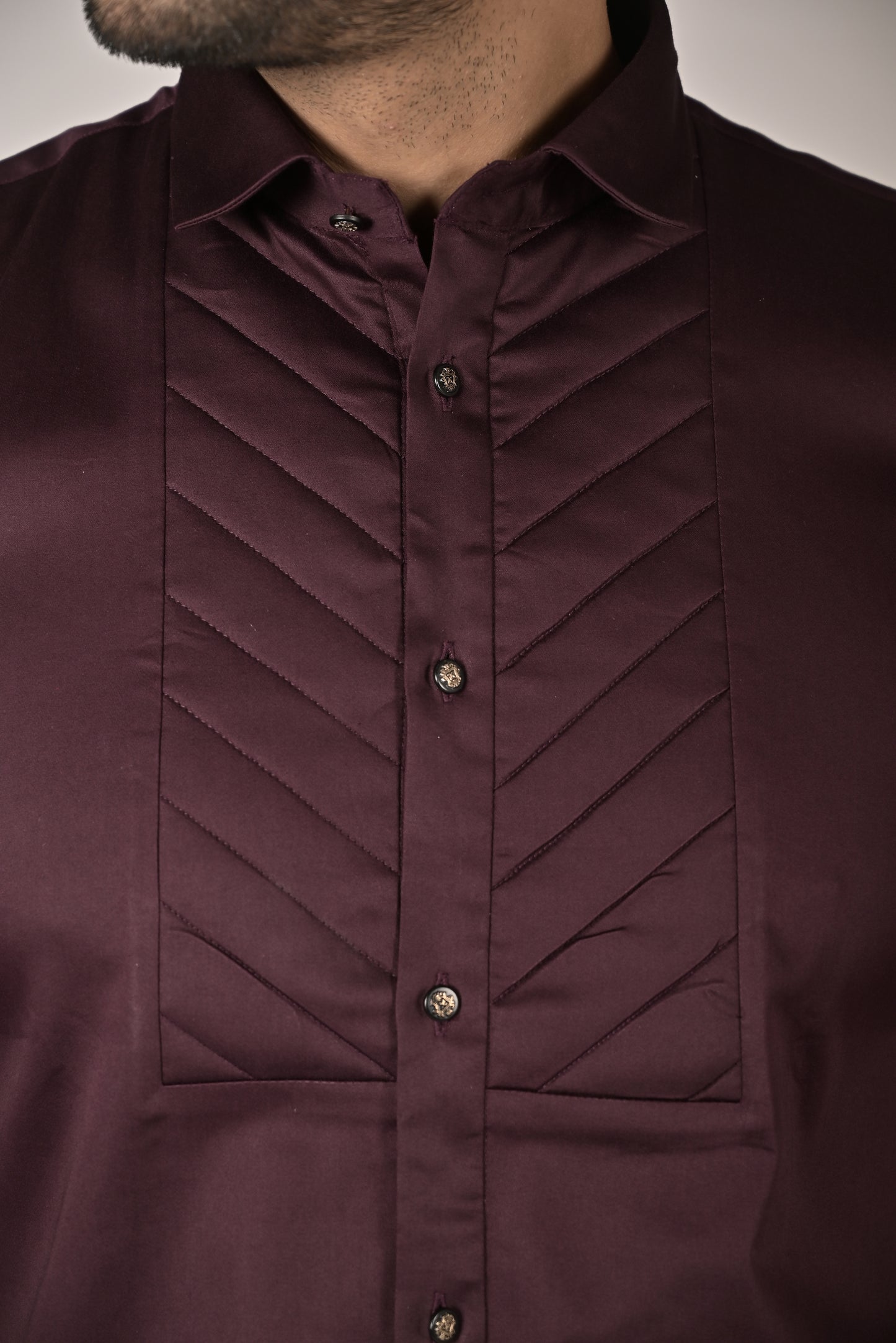 Wine Tooth head Quilted Shirt