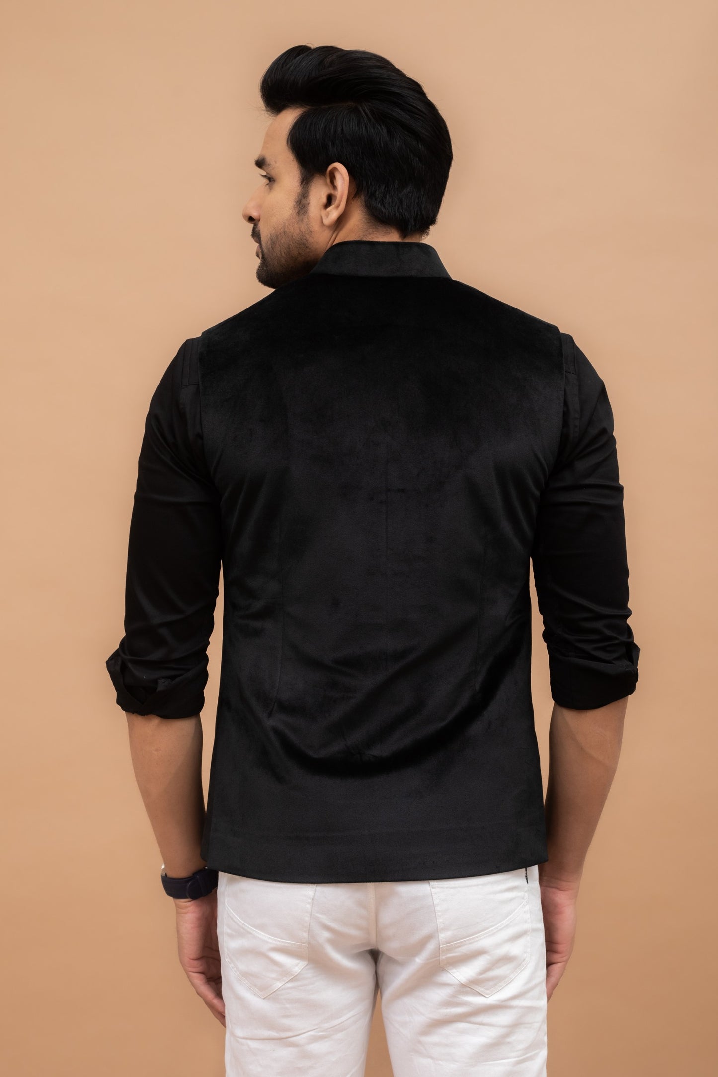 Black Velvet Handwork Nehru Jacket