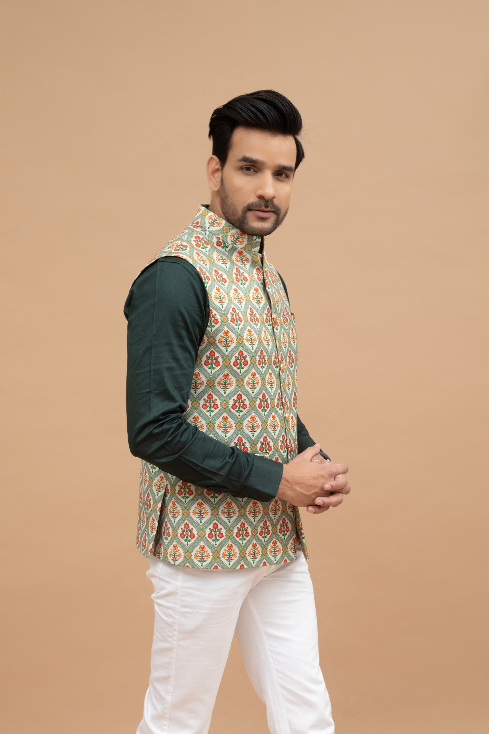 Designer Light Blue Floral Modi Jacket For Men with Embroidery and Weave  Work | Jacket for Kurta | Gift For Him | Wedding Jackets for Kurta – Kaash