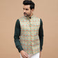 Mint Green Floral Nehru Jacket