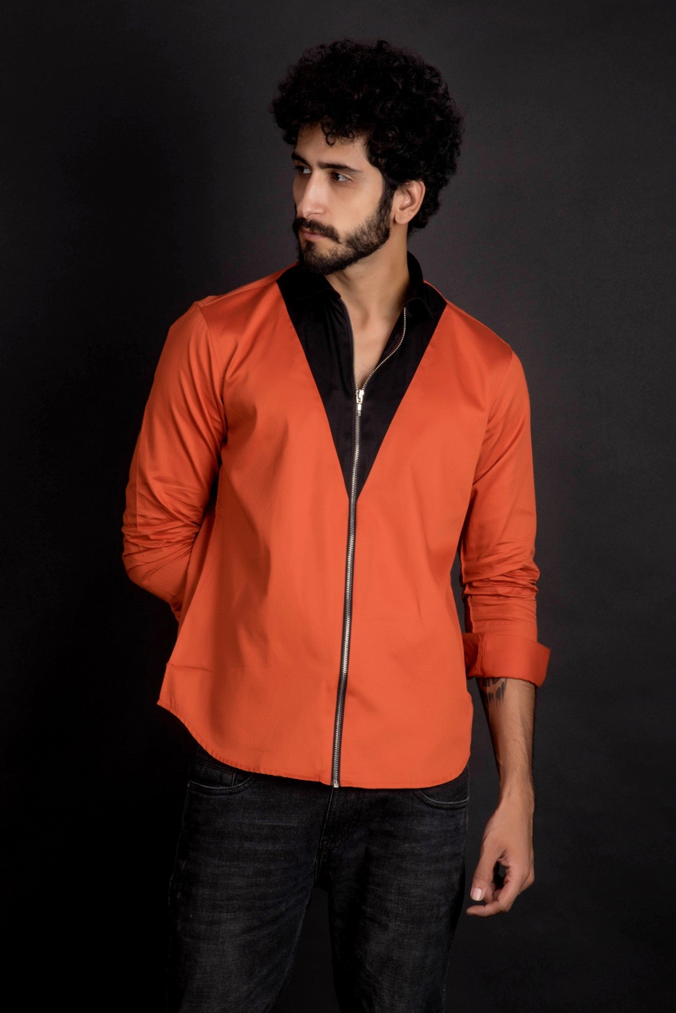 Tangerine Zipper Style Shirt