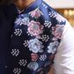 Blue Nehru Jacket with Floral Print