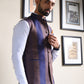 Blue & Brown Strip Print Nehru Jacket